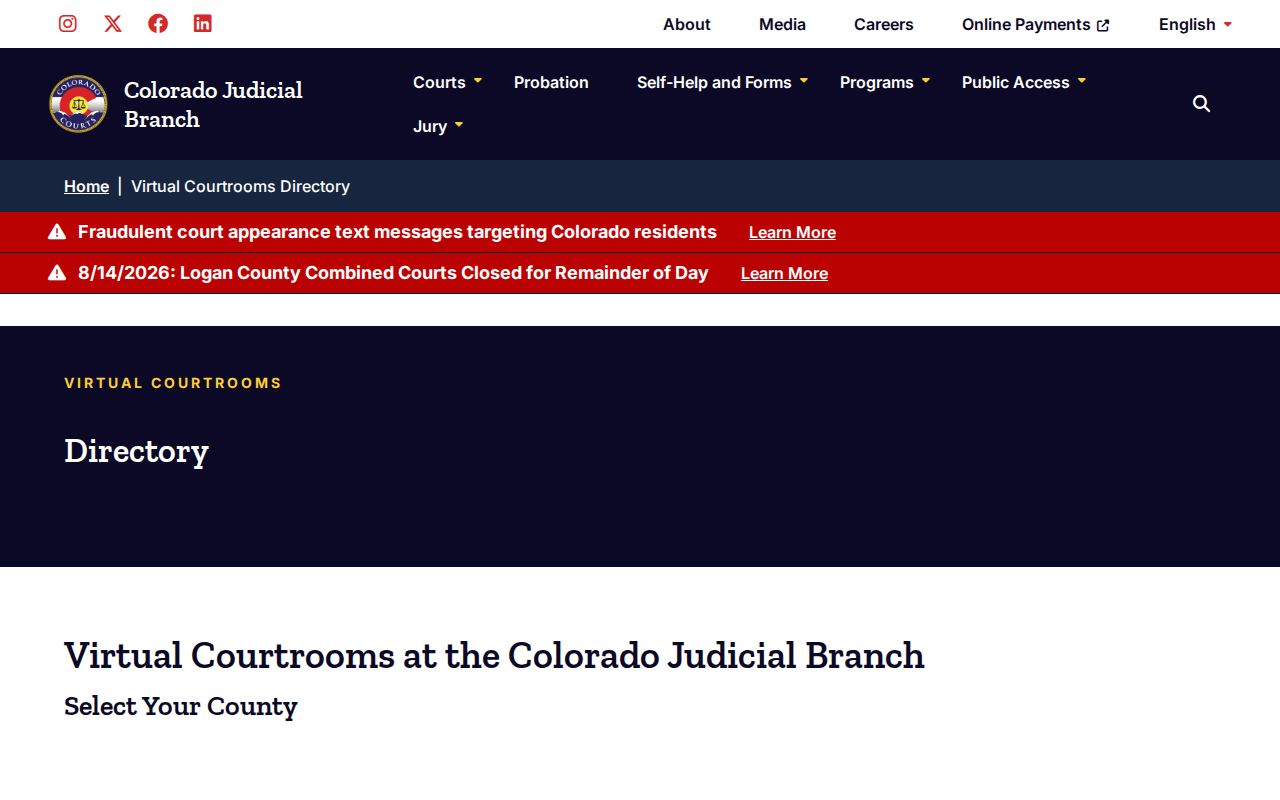 Montrose County court schedule statewide virtual courtroom resource