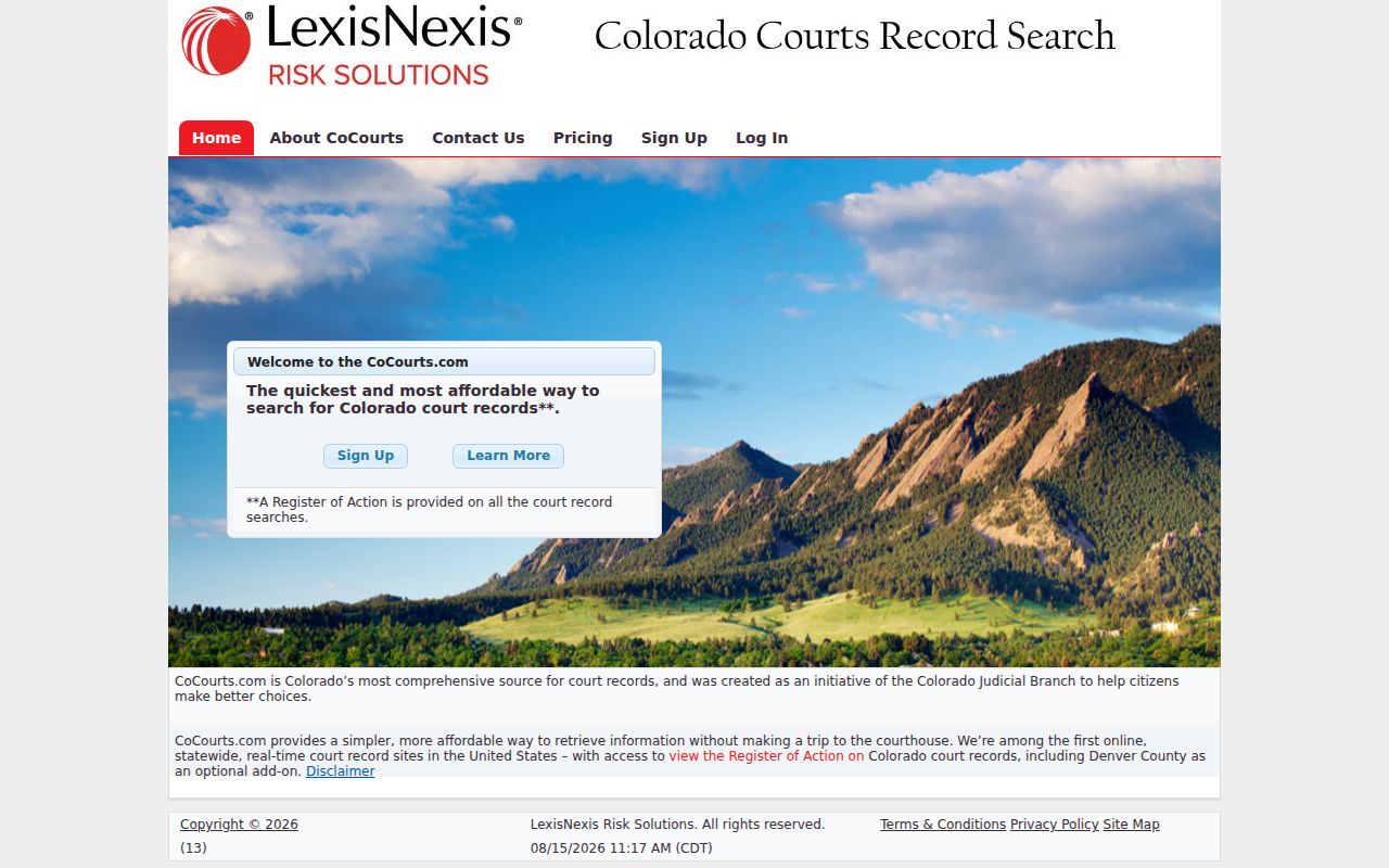 Montrose County CoCourts case search screen