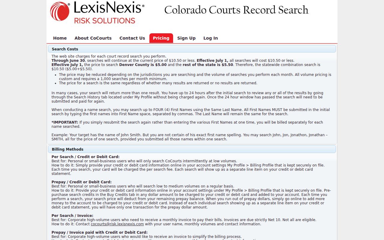 Montrose County case search vendor pricing
