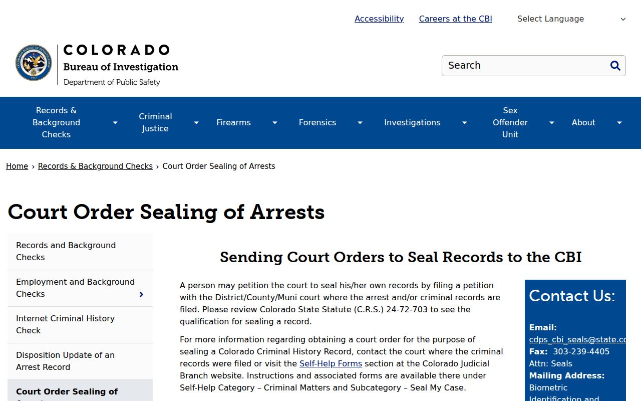 Montrose County criminal court docket CBI sealing guidance