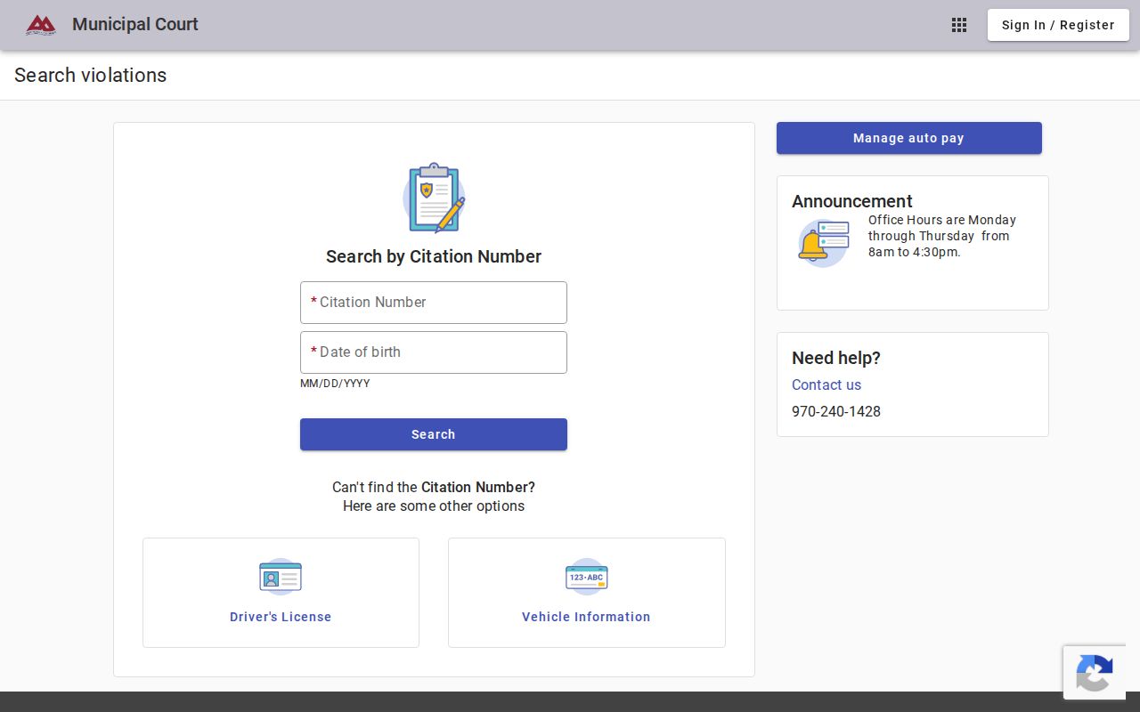 Montrose County traffic court municipal citation search