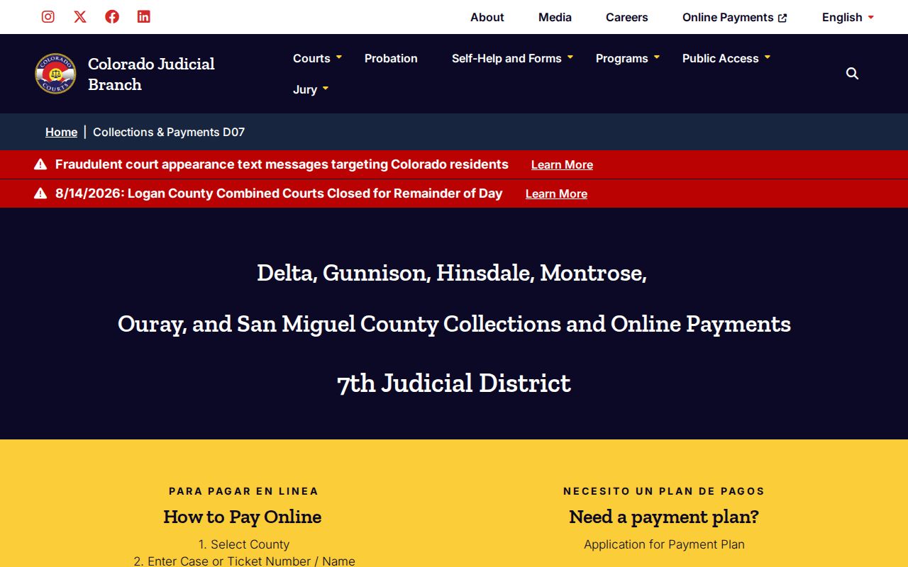 Montrose County traffic court collections contacts