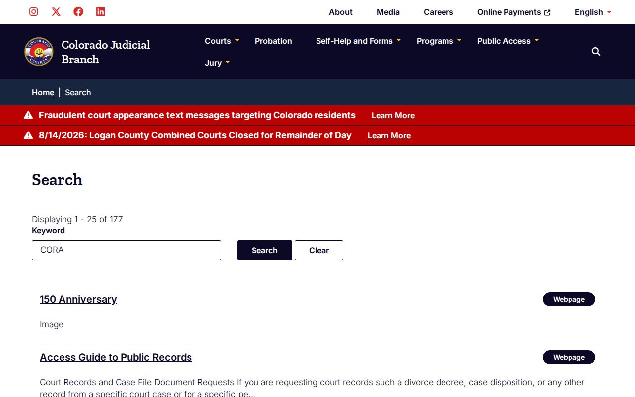 Montrose County court records administrative access search