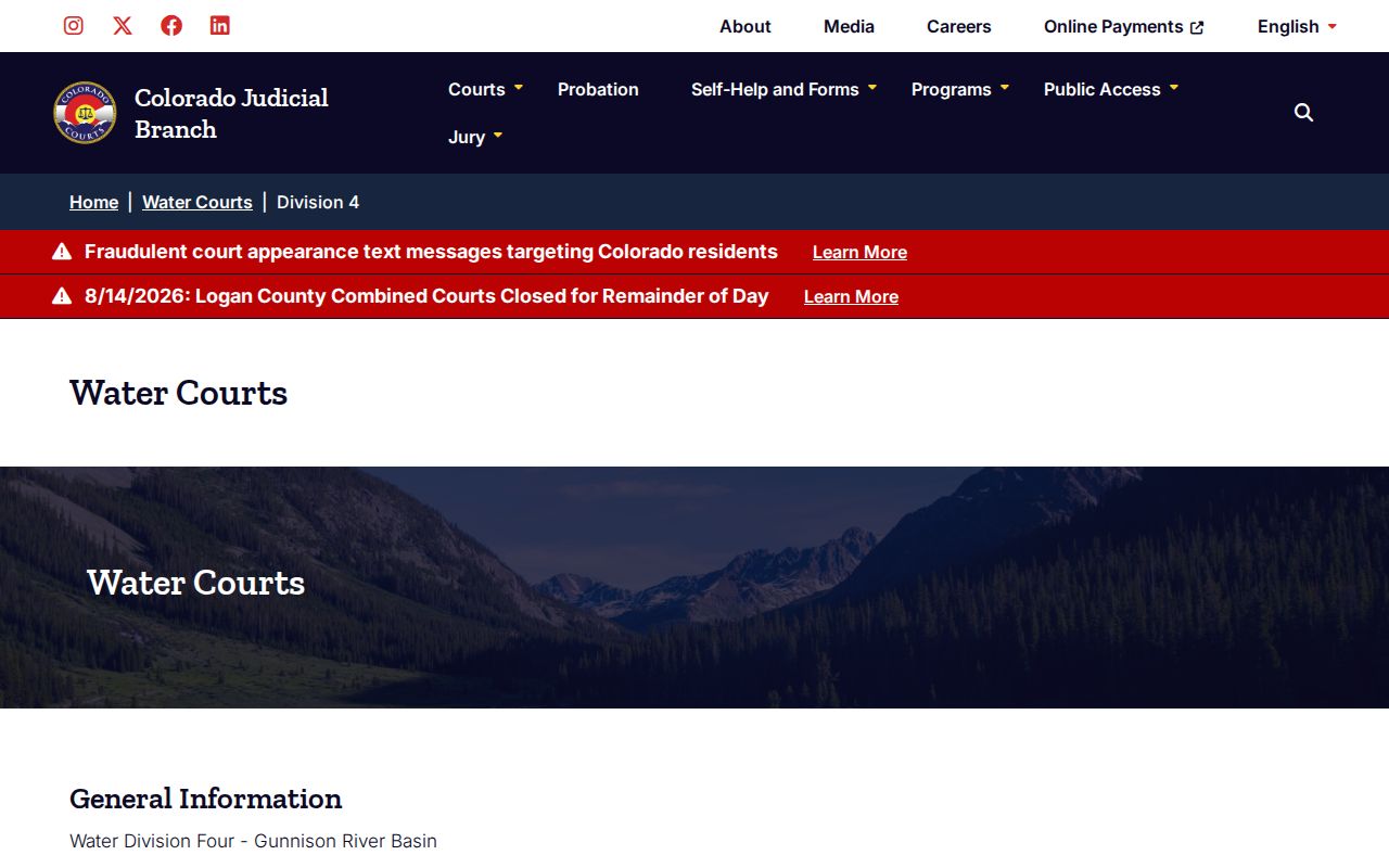 Montrose County Water Division 4 court records page